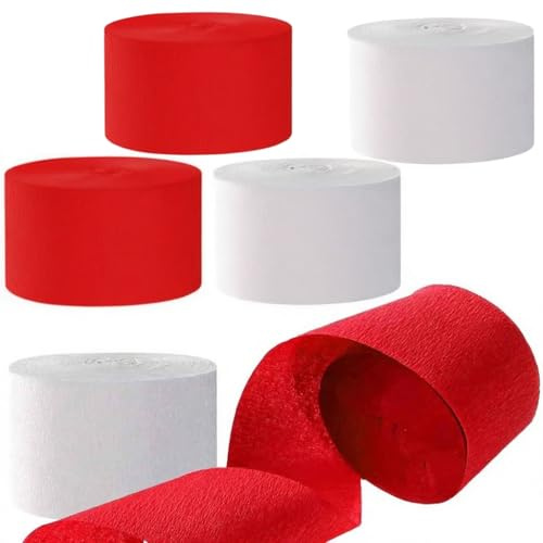 Papel crepé de colores, blanco, rojo, cinta de papel crepé arcoíris para decoración de fiestas, bodas y cumpleaños, 4,5 cm x 25 m, 6 rollos