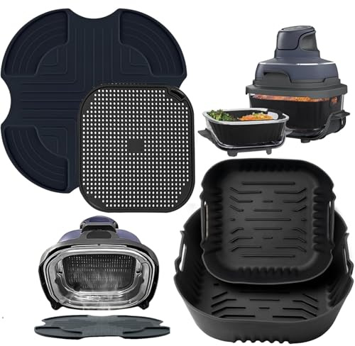 Silicone Air Fryer Trivet for Ninja Crispi FN101UK | Accessories for Ninja Airfryer, 2pcs Air Fryer Liners Reusable Heat Resistant Mat and Oil Splatter Mat for Ninja Crispi FN101