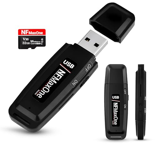 Grabadora de Voz Espia Digital con MicroSD de 32 GB incluida | Mini Grabadora de Audio Ideal para Reuniones, Entrevistas, Clases | Grabadora USB Espia Portatil con hasta 500 Horas Grabación ST