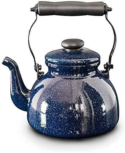 Bollitore da campeggio, 2 l, smaltato, con manico morbido al tatto, per fornelli a induzione e a gas, design facile da impugnare