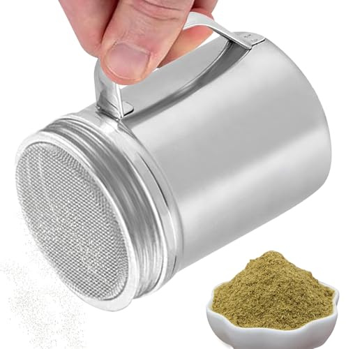 Spargisale in acciaio inox per la cucina | Con coperchio antipolvere per sale e pepe – Contenitore con manico per tavolo da campeggio caffè zucchero bar farina viaggio