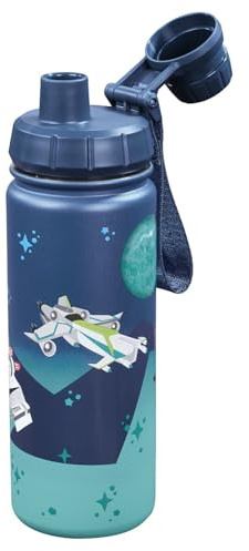 Step by Step Isolierte Edelstahl-Trinkflasche „Starship“, blau, BPA-frei, für Schule, Kindergarten, warme und kohlensäurehaltige Getränke, für Jungen, 0,5 Liter
