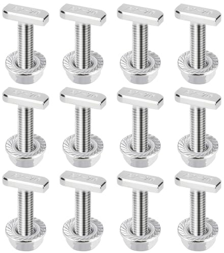 Juego de 20 tornillos de cabeza de martillo, tornillos de cabeza de martillo en T, M8 x 20 mm, tornillos con tuercas dentadas de bloqueo, tuercas de brida para rieles de montaje fotovoltaicos