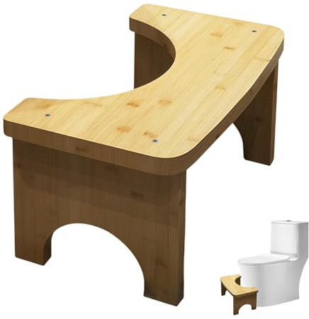 WIYETY Tabouret WC en bois pour adultes et enfants - 37 x 20 x 17 cm - Ergonomique - Pour une meilleure marche - Antidérapant - Pour salle de bain - Bois