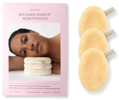 Waschies Abschminkpads/Waschpads- 3er-Set Pastellgelb – sanfte Gesichtsreinigung - waschbar, wiederverwendbar & hypoallergen - alle Hauttypen – Alternative zu Wattepads & Abschminktüchern