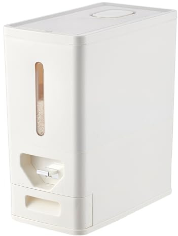 UFORU Rice Dispenser 22-25 Lbs (12kg), Dry Food Storage Container Sealed Moisture-Proof with Built-in Drawer for Kitchen Pantry Household, BPA-Free