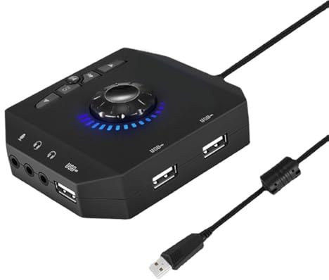 Qsvbeeqj Plugs and Play externa ljudkort USB-ljudomvandlare med 3,5 mm och USB-gränssnitt för stationära bärbara datorer spelljudkort