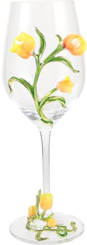JOINPAYA Calice da Vino Rosso Tulip in Vetro Smaltato Decorativo 3d, Bicchiere per Cocktail e Bevande da Festa, Calice a Tulipano Riutilizzabile per Ristoranti e Occasioni Speciali