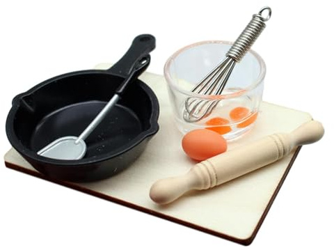 7 Pieces 1/12 Dollhouse Mini Cooking Playset Kitchen Dinner Toys DIY Scene Decor