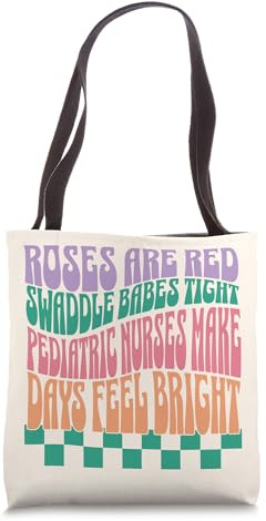 Retro Wavy PEDS Pediatric Nurse Mother Baby Nurses PICU NICU Tote Bag