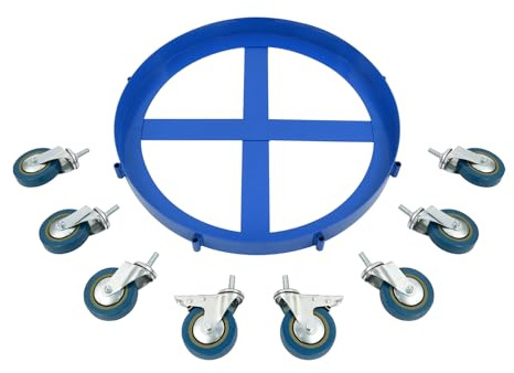 Drum Dolly, Heavy Duty Barrel Cart, Drum Dolly Cart with Cross Braces & Wheels, 2000 lbs Capacity, 62cm Diameter, 8 Universal Wheels with 2 Brakes, Floor Standing, for 55 Gallon Drums