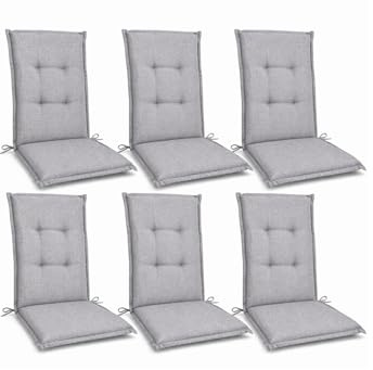 Julido Hochlehner Auflage 120x50x5 cm – Gartenstuhlauflage mit 5 cm Polsterung, UV-beständig, robust & weich, mit Seitenschleifen, für Garten, Terrasse & Balkon, Farbe wählbar (6, Grau)