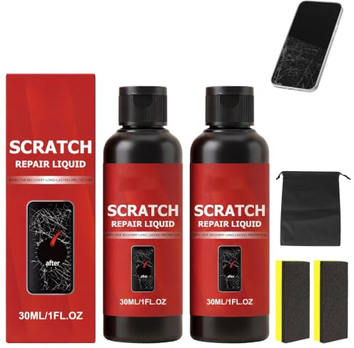 Ruwnii 2Pcs Screen Scratch Remover, Phone Screen Scratch Repair Polishing Kit with Sponge Storage Bag for Eyeglasses Watch Cellphone