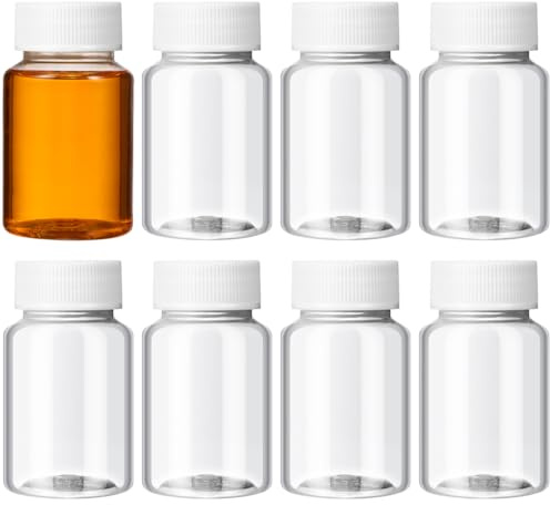 ULTNICE Die Flaschen der 10 Stück 80 ml Pillenflasche füllen die klare Kunststoffflasche mit dem weißen Sockel.