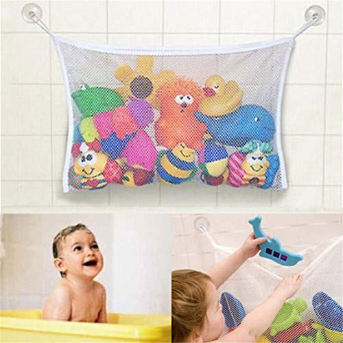 Badewannenspielzeug Aufbewahrung Badespielzeug Netz mit 2 Ultra Strong Hooked Saugnäpfe，großes Bad Spielzeug Netz für Badewanne Spielzeugnetz & Badezimmer Lagerung Befestigung ohne Bohren