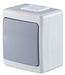 Aufputz Lichtschalter Kreuzschalter IP44 Farbe Grau 10A 230V serie BETA