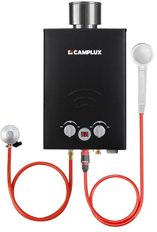 CAMPLUX BW158BC 6L Instant Gas Water Heater with Rain Cap, Tankless Propane Gas Boiler, Use for Outdoor Shower Camping RV Trip Horse Washing