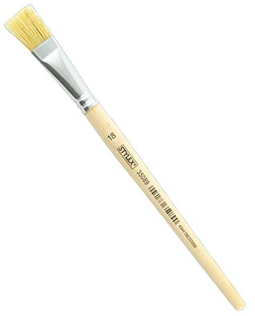 Stylex 35089 - Flacher Borstenpinsel in den Größe Nr. 18, naturbelassener Stiel, zum Malen mit Deck-, Tempera, Aquarell-, Öl- und Acrylfarben, ideal auch für die Schule
