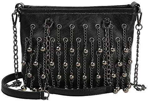 Coolives Damen Tasche Kleine Umhängetasche Handtasche aus PU-Lede Henkeltascher Schultertasche Schwarz EINWEG