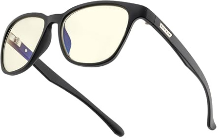 GUNNAR Gaming- och Datorglasögon - Berkeley, Bågfärg: Onyx, Linsfärg: Klar (Blockerar 35% blått ljus och 100% UV-ljus) - Glasögon med blåljusfilter - Patenterade linser