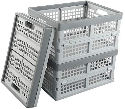 Gitany 3-pack 15 Liter Foldable Storage Basket Collapsible Crate, Grey