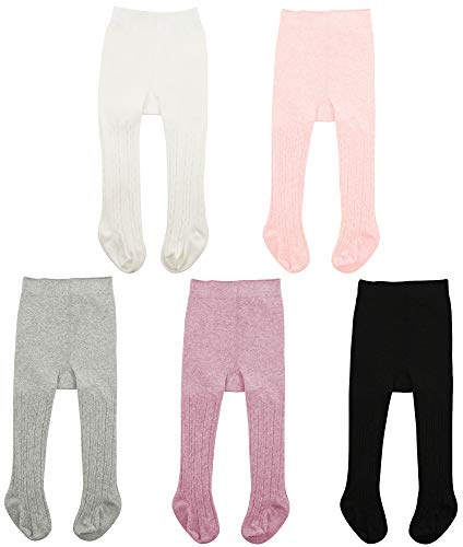 Durio Medias de bebé para niñas y niños, de algodón, para niños, conjunto de medias cálidas Blanco negro rosa claro morado claro gris claro 0-6 meses