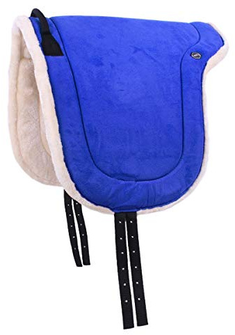 QHP Reitpad Pferd Bareback Pad 19 mm | Sicherer Halt | Komfortables Reiten | Praktische Größe (Kobaltblau, Full)
