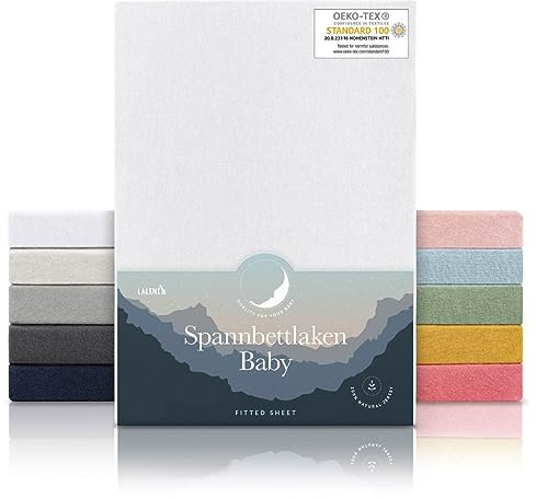 Laleni 3er-Set Jersey Spannbettlaken Babybett Kinderbett 70x140-70x140cm - Oeko-Tex Zertifiziert, 100% Baumwolle, atmungsaktives Spannbetttuch Baby, 135 g/m², Weiß