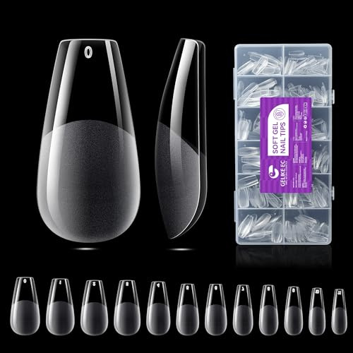 Medium Coffin Nageltips Fake Nails Transparent für Nail Art Starter DIY | 240pcs12 Größen für Verschiedene Nagelbreiten Mitte ballerina Full Cover feilen und formen für Natürliche DIY Looks zuhause