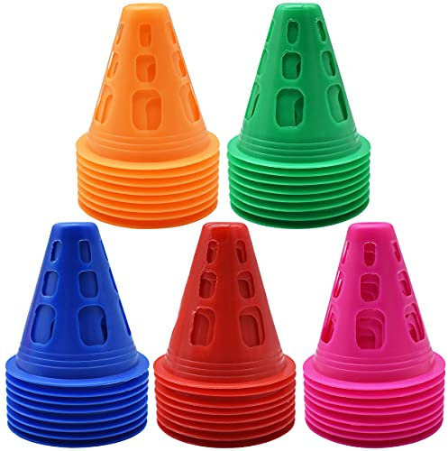 Forreen Markierungskegel, 40 Stück Verkehrshütchen Mini Training Kegel Bruchfest Trainingshilfen Sporting Hindernis Trainingsgeräte für Fußball Sport Reitsport Hund Training