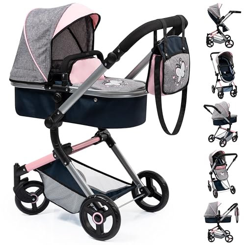 Bayer Design 18427AA Neo Vario Puppenwagen, grau, blau, 52cm