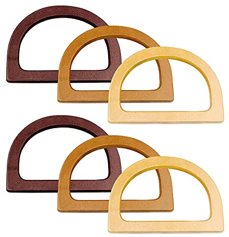 Gativs Taschengriffe Holz 6 Stücke Handtasche Griff Holztasche Griff Ersatz D-Form Holzhandtaschengriff Taschengriffe Handtasche Handtaschengriff Tasche Griff Zubehör Henkel für Taschen