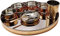 Zap impex Vajilla india de acero inoxidable cobre martillado vajilla tradicional conjunto de platos thali, cuencos, vidrio y cucharas para servir para el hogar y la cocina