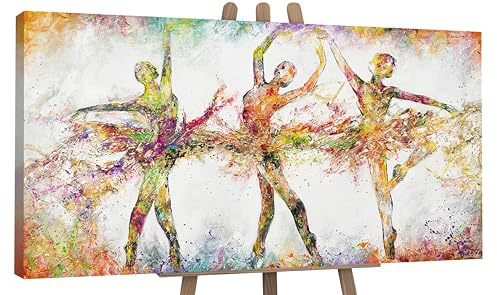 YS-Art Abstrakt Acrylbild auf Leinwand buntes Ballett Kinderzimmer bunt