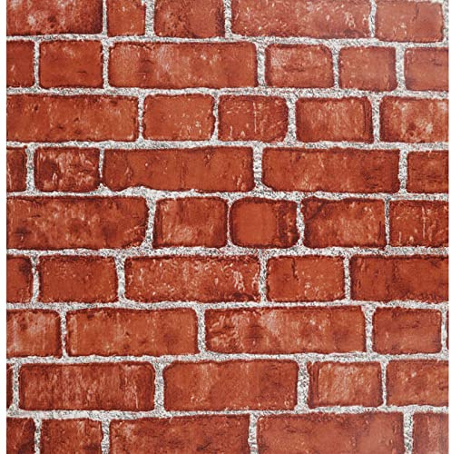JOLIHOME Tapete Selbstklebend Ziegel Rot 44x1000cm Backstein Steintapete Wandtapete Vintage Steinoptik Tapete für KüChe Schlafzimmer Wohnzimmer