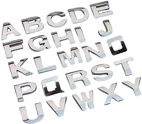 1 Set A-Z Alphabet Buchstaben Autoaufkleber Styling Digital Badge Emblem 3D Chrom 25mm DIY