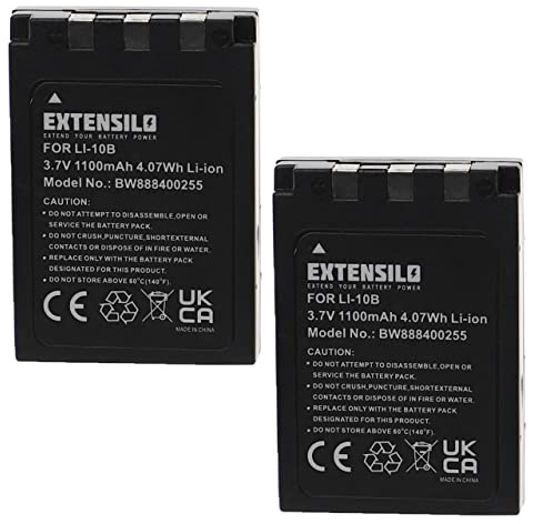 EXTENSILO 2x batteria compatibile con Olympus Camedia C-760 Ultra Zoom, C-7000 Zoom, C-70 zoom fotocamera (1100mAh, 3,7V, Li-Ion)