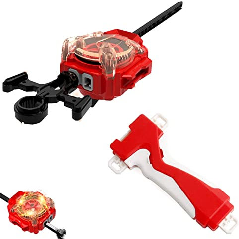 elrozo L/R Funken Launcher Starter ROT + Grip Rot Weiß + Reißleine für Burst Evolution Rise Surge Arena Kreisel