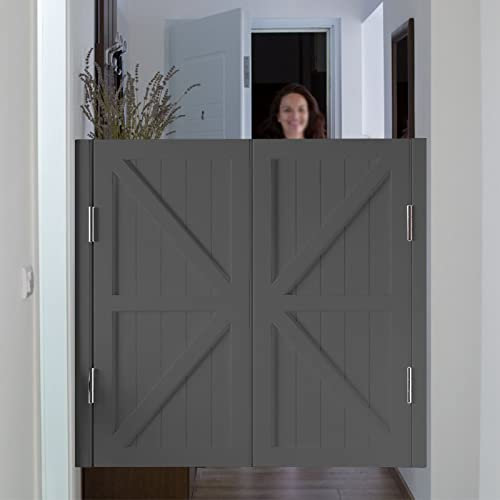 DAKAJA Saloontür Pendeltüren-Salontüren aus Massivem Holz, Schwarz Weiß Grau Anpassbare Swing-Saloon-Cowboy-Tür, Küchen-Badezimmer-Flur-Trennwand-Dekor (Color : Grey, Size : W75xH90cm/29.5 x35.4)