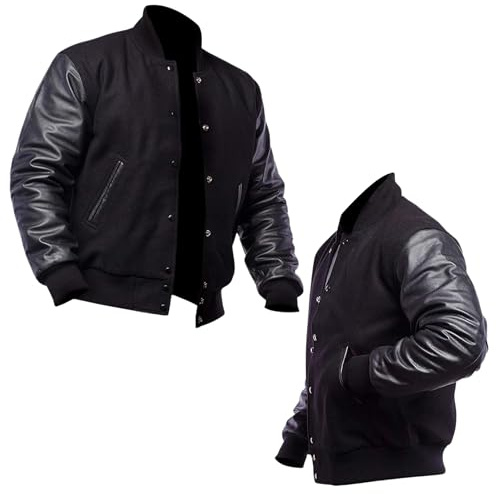 Mount Helicon Two-Tone Leather Baseball Varsity Jacket for Men - Premium Quality and Unique Design (X-Large)