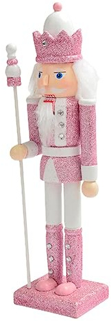 Cascanueces de Navidad, 11.8 pulgadas, color rosa, cascanueces de Navidad, soldados, guardia, festivo, purpurina, figura de cascanueces de Navidad, juguete para decoración coleccionable de estantes de