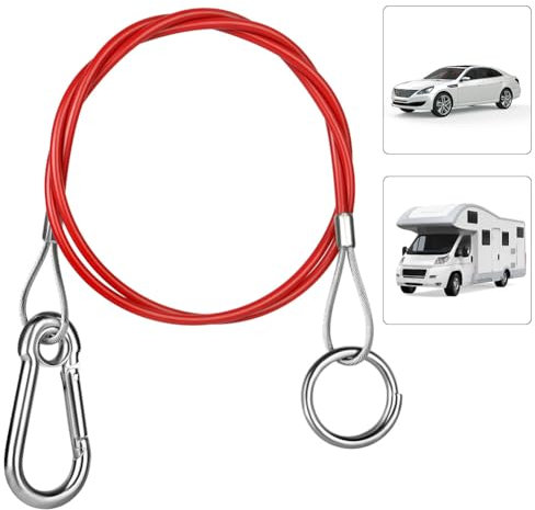 URAQT Cuerda de Freno del Remolque, 1m Cuerda de Seguridad con Anillo de Seguridad Resistente, Acero Inoxidable Antioxidante para Todo Tipo de Remolques de Frenado