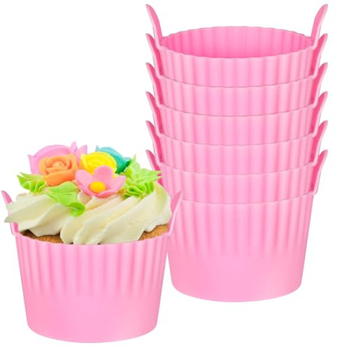 Ainiv Air Fryer Eierformen, 6 Stück Silikon-Luftfritteusen-Eierpochierer, Antihaft Wiederverwendbar Silikon Backform für Kuchen, Eincreme und Pudding Eierkocher, Waffelformen, Luftfritteusen-Rosa