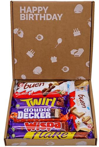 Happy Birthday Chocolate Gift Box – 6 Full Size Bars, Letterbox Friendly Present for 13th, 16th, 18th, 21st, 30th, 40th & 50th Birthdays - Birthady Sweet Treats For Him, Her & Kids