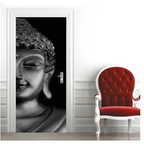 Türaufkleber Türtapete Türbilder Türposter Buddha PVC Selbstklebender Türaufkleber Yoga Raum Meditation Wandbild Tapete Wasserdicht Wohnzimmer Schlafzimmer (Farbe : D, Größe : 40x120cm)