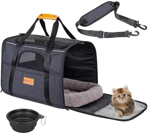 Premium Foldable Lightweight Cat & Dog Carrier with Removable Mat - Top Opening, Portable, Perfect for Cats & Dogs