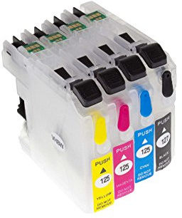 vhbw 4er-Pack Refill Tintenpatrone Leer Mehrfarbig kompatibel mit Brother MFC-J6720DW, MFC-J6920DW Drucker, CISS - mit Chip (Kompatibel)