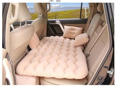 AcarKing Luftmatratze Auto 130 x 70 cm Universal Aufblasbare Reise Matratze Bett Für Rücksitz Multi Funktionale Sofa Kissen Outdoor Camping Matte Kissen Auto Zubehör (Beige)