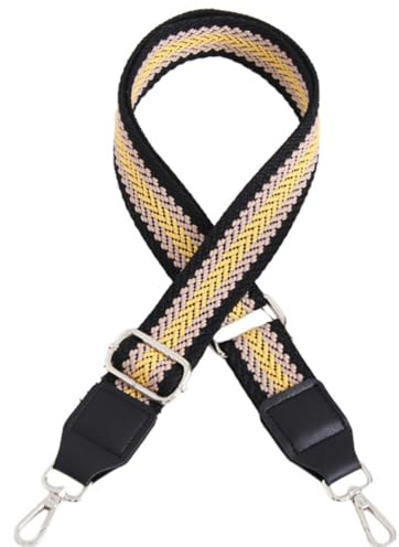 Verstellbar Schultergurt für Taschen Damen & Herren Ersatz Taschengurt Breit 3,8CM Umhängegurt,Längenverstellbarer 87-143cm,Taschengurte zum Wechseln,Taschen Zubehör,Silbern Schnalle,Schwarz Gelb