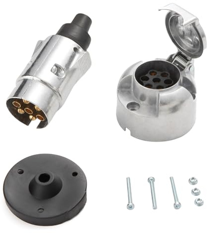 Feuunly Alliage d'aluminium Prise Remorque 7 Broches Male Femelle, 12V Étanche Prise Remorque Connecteur Standard Européenne, pour Caravane Camions Voiture RV Tracteur Bateau Remorque Connecteur